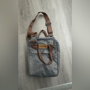 Gray Borlsil lunch Bag with Brown Accents
